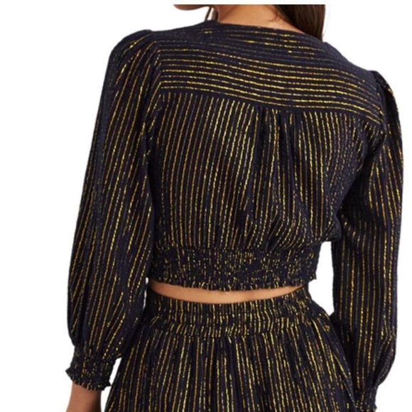 BODEN Lurex Smocked Crop Top size 12 - Picture 2 of 6